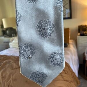 Vintage Gianni Versace Silver Medusa Silk Tie